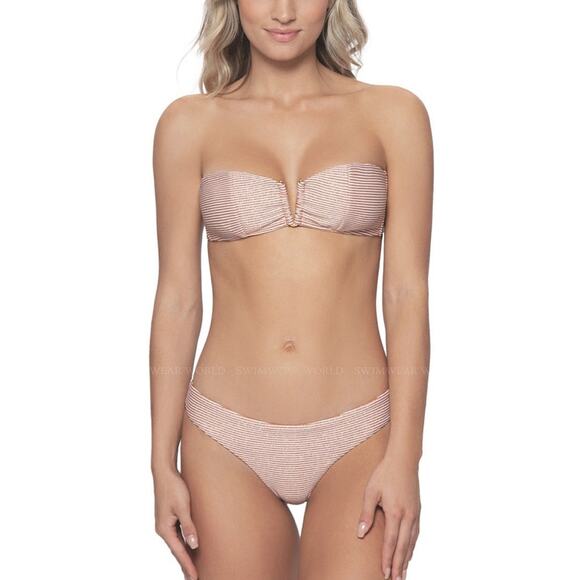PQ Swim V Bandeau Ruched Bikini Size Small - Picture 1 of 9
